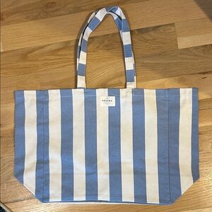 New Sezane Blue and Cream Striped Tote Bag